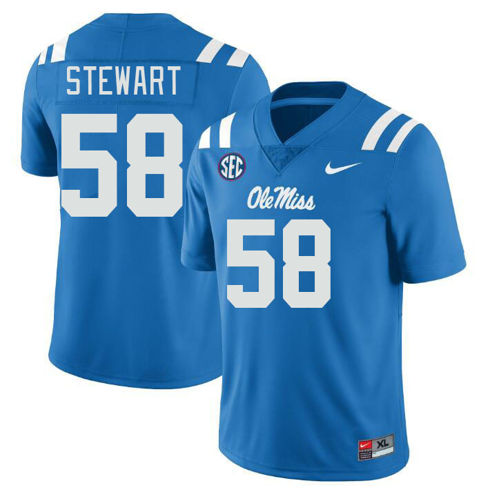 Men #58 Elliiot Stewart Ole Miss Rebels College Football Jerseys Stitched-Power Blue